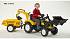 Трактор-экскаватор педальный с прицепом, желтый 219 см  - миниатюра №1